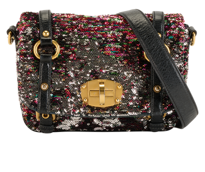 Sequin Satchel, &pound;380, Handbags, Black/Pink, Sequins, Front view